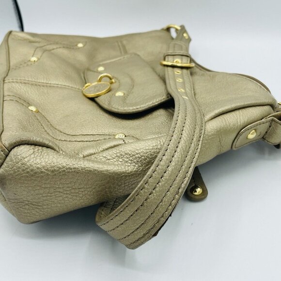 Stone Mountain Shoulder Bag Gold Soft Faux Leather Purse Adjustable Small - Picture 12 of 14